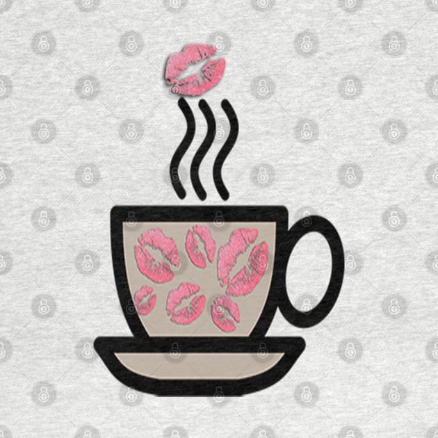 Coffee Lover Gifts, Cute Steaming Mug of Coffee with Pink Lips on Cup by tamdevo1